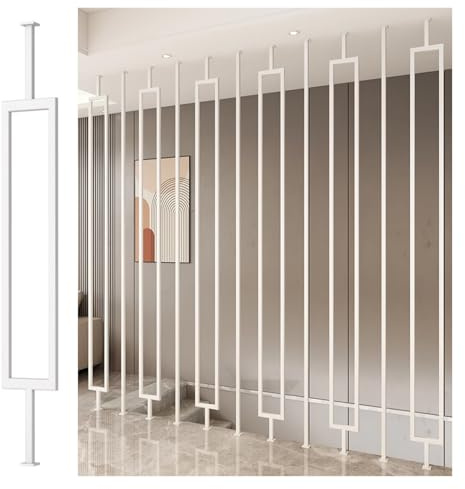 Ringhiera Per Scale Colonne per balaustre in ferro battuto bianco Dal pavimento al soffitto, Scale Corridoi per recinzione di sicurezza(White A,200cm/78.7)
