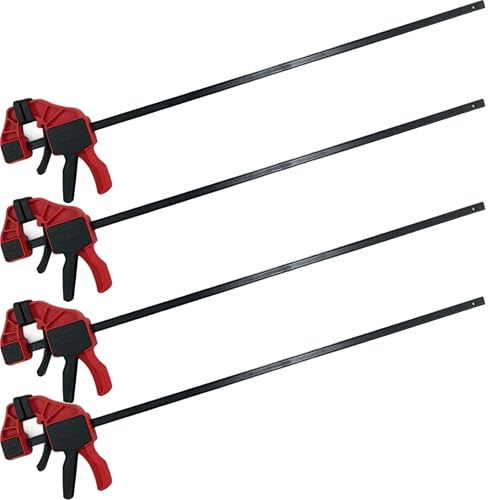 Soft Grip Hand Tools 24 Rapid Bar Clamp & Spreader Clamp Set, 2pc or 4pc, Quick Release Clamps for Woodworking Tools, Ideal Clamps for Woodwork Projects (4)