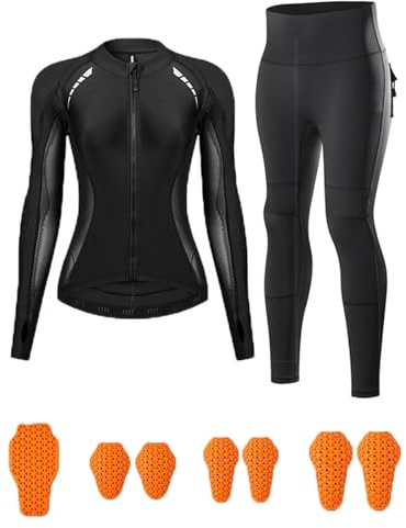 XFNWT Women‘s CE Level Motorcycle Suit Set Armored Jacket Pants with Removable Pads, Breathable Mesh Stretch Cargo for Motocross and Street Riding