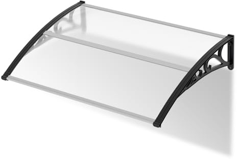 Aopunly Vordach für Haustür 100x150 cm – Pultbogenvordach aus 5.2 mm transparentem Polycarbonat & Aluminium, Wetterfestes Außentürdach mit Sonnenschutz, Regen- und Schneebeständigkeit