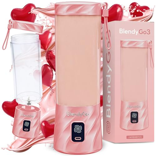 Batidora BlendyGo 3, batidora de vaso portátil, blender recargable por USB, ideal para smoothies, batidos y batidos de proteínas, mexzclador portátil potente, 500 ml (Sugar Pink)