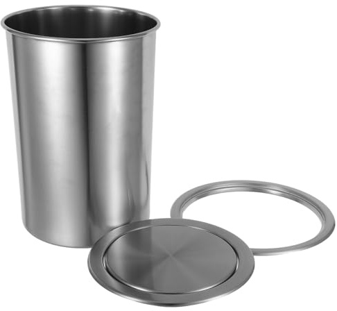 DECOMELODY Cubo de Basura de Acero Inoxidable Empotrado para Cocina, Set de 3 Piezas D-205z-430-29, Bote de Basura Redondo Plateado con Tapa Abatible, Adecuado para Encimera en Hogar, Hotel