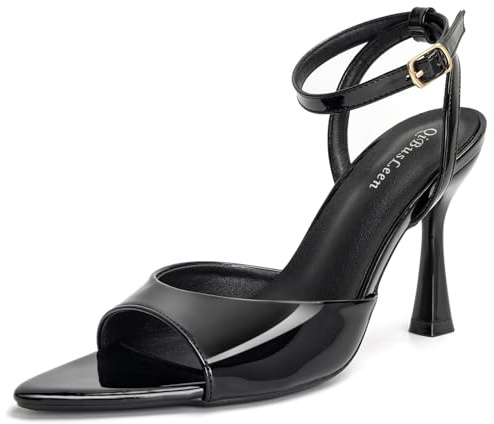 qibusleen Sandalia elegante para mujer con puntera en punta | Punta abierta con tacón de aguja de 9 cm de alto, adecuado para fiestas, veladas, bailes