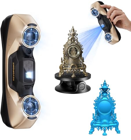 Revopoint MetroY Ultra 3D-Scanner, Blaulaser mit 0,01 mm Präzision,Standard | 90 fps Highspeed, Wi-Fi 6, Scannen im Freien, Streaming-Bildschirmfreigabe, Vollfarbscan für Reverse Engineering & 3D-Drucker