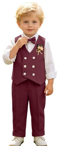 Generisch Ensemble de costume pour enfants pour garçons, vêtements d'été élégants avec gilet, tenue festive pour mariages, spectacles, anniversaires et autres occasions, petit garçon, mode performance