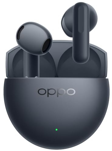 OPPO Enco Air5s Auricolari wireless semi-in-ear con cancellazione rumore adattiva, tre microfoni per chiamate IA nitide, Bluetooth 6.0, autonomia totale 48 ore con custodia ricarica, Midnight Black