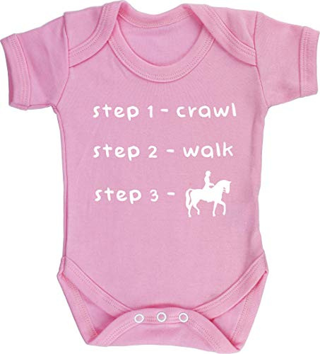 Hippowarehouse Crawl, Walk, Horse Ride Baby Vest Bodysuit (Short Sleeve) Boys Girls