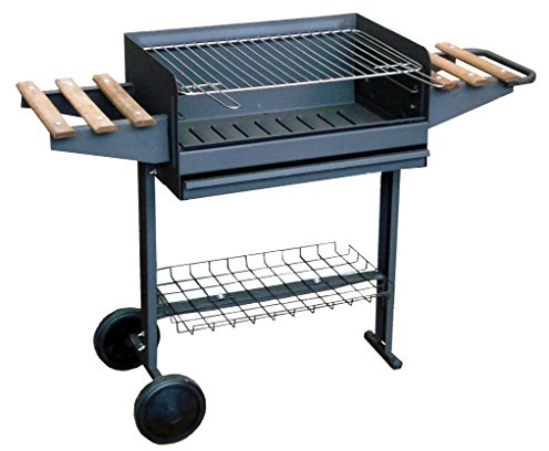 Imex El Zorro 71760 Grill mit verzinktem Grill, Rollen und Platten, Schwarz, 120 x 42 x 86 cm