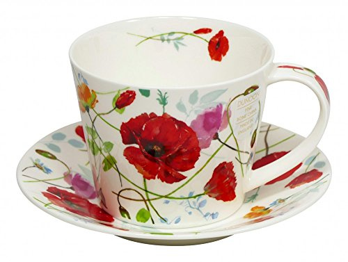 Dunoon Tasse Islay Wild Garden Poppy 350ml mit Untertasse