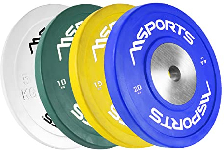 MSPORTS Olympia Hantelscheiben 2er Set Professional Lochdurchmesser 51 mm - Studio Qualität - Gusseisen - Gummiummantelt 5-20 kg Hantel