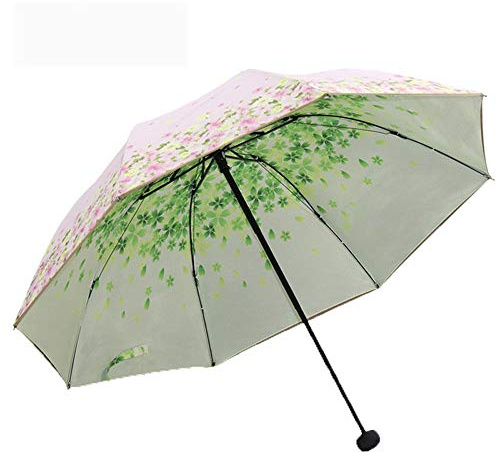SudaTek Sun and Rain Umbrella SPF 50+ Folding Travel Sun Umbrella Anti-UV Protection Parasols Windproof Double Layer (Pink)