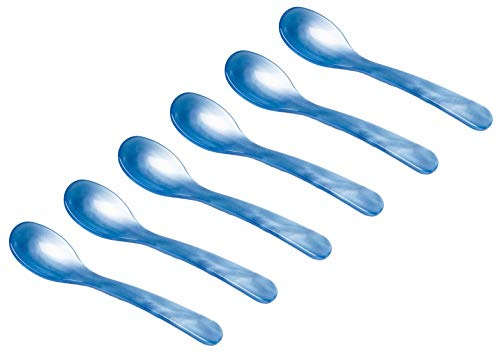 Heim Söhne 6er Set Acrylglas Löffel ca. 12,2 cm – Zauberhafte Eierlöffel in Perlmuttoptik für unvergessliche Momente beim Frühstück, Dessert & mehr – Handgefertigt in Deutschland (Blau)