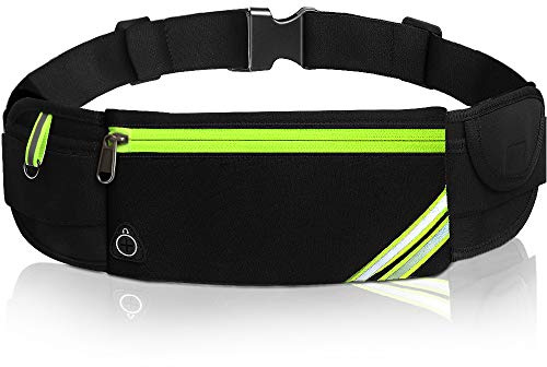Running Belt, Waist Fanny Pack for Women and Men Reflective Running Bag Waist Belt, Waistpacks with Water Resistant Adjustable Elastic Strap, Fitness Phone Holder for Outdoor Activities