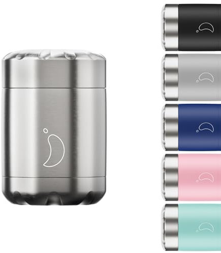 Chilly's Termo para Alimentos - Contenedor de Alimentos Reutilizable de Acero Inoxidable de - Aislamiento de Doble Pared para Mantener los Alimentos Calientes o Fríos - Acero Inoxidable, 300ml