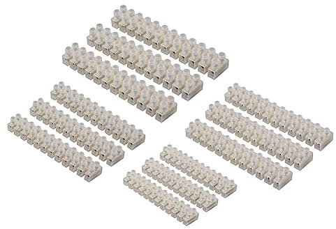 GTSE 12 Pack of Electrical Connector Blocks, 3A, 5A, 10A, 15A, 12 Way White Terminal Block Electrical Connector Strips