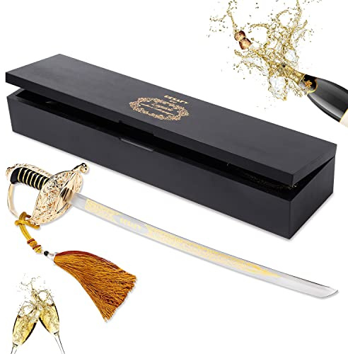 Resafy Champagne Saber Champagne Golden Handle Knife Champagne Sword Champagne Opener With Gift Case for Party Wedding