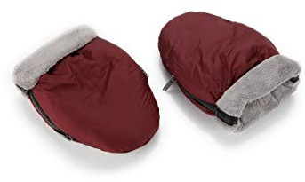 Handwärmer Kinderwagen Winter Muff Universal Wasserdicht Thermofleece Lenkerhandschuhe für Buggy Rollstuhl (Granat/Grau)