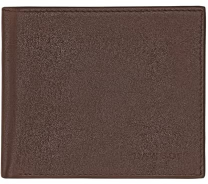 DAVIDOFF Essentials Herren Geldbörse Braun – Elegante kleine Brieftasche aus feinem Leder – edles Herren Portemonnaie mit 3 Steckfächern, 2 Taschen und Münzfach
