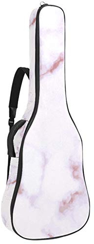 Gitarrentasche mit Reißverschluss, wasserdicht, weich, für Bassgitarre, Akustik- und klassische Folk-Gitarre, Pink Marmor