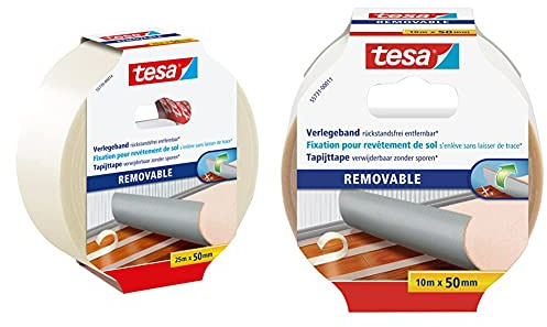 tesa Verlegeband rückstandsfrei entfernbar - Gewebeverstärktes - 25 m x 50 mm & Verlegeband rückstandsfrei entfernbar - Gewebeverstärktes - 10 m x 50 mm