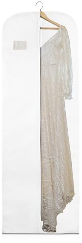 Wedcova Dress Bag | Hanging Garment Bags | Full Length Travel Covers | Wedding Long Clothes Storage Cover with Zipper for Women | 72 Inch (182cm) | Pack of 1 | White