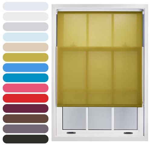 FURNISHED Daylight Roller Blind Trimmable Blinds Window Shade - Easy Install Non-blackout Fabric Complete Roller Blind Kit for Kitchen Living Room Bedroom, Green, 140W x 165H cm