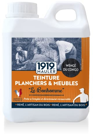 MAULER Teinture Bois Intérieur Anti-Tache - La Fortifiante Noir 1L | 2 en 1 Teinte et Fond Dur - A base de résine antitache - Faible Odeur - Manufacture Mauler depuis 1919