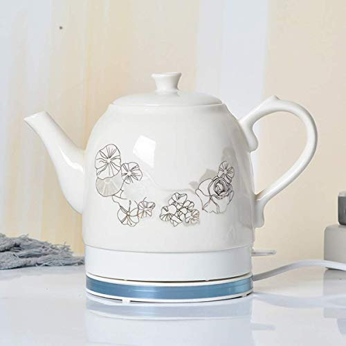 ANIFM Bollitore Elettrico Wireless da 1,5 Litri in Ceramica Vintage Classico Senza BPA, Acqua Veloce per tè, caffè, zuppe, Base Rimovibile, Protezione per bollitura a Secco, Bianco 1000 W,bollitori