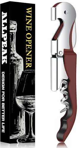 Allpeak Tire Bouchon Decapsuleur Ouvre Bouteille - 1PC Multifonction Limonadier Professionnel Tire Bouchon Sommelier Décapsuleur, 3 en 1 Limonadier Tire-Bouchons Wine Opener - Rouge vin