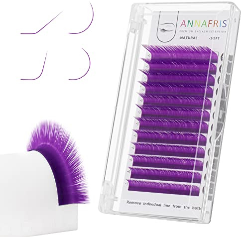 ANNAFRIS Wimpernverlängerung Lila Farbige Wimpern 0.07 C 8-15 Mix Klassische Wimpern One to One Volume Russische Individuelle Falsche Wimpernverlängerung Einzelwimpern(Classic PURPLE,0.07C Mix)