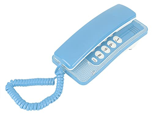 Analoges Telefon, Heimtelefone Mit Kabel, Haustelefon Mit elastischem Kabel, Festnetztelefone Wandmontage, Festnetztelefon-Verlängerung, Keine Anrufer-ID Telefon zu Hause für Hotelfamilie (Blue)