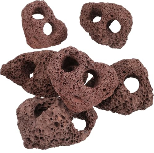 Housoutil 6Pcs Aquarium Volcanic Rocks Ornaments 3.93X2.75X1.57In Fish Tank Decorative Lava Stones Plant Fixers for Aquatic Plant Stability and Small Fish Shelter
