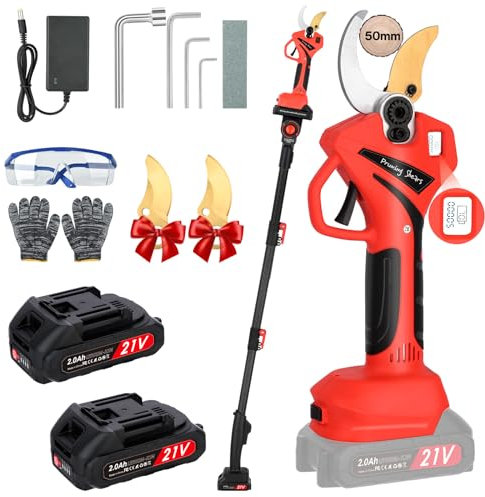 Forbici Potatura Elettriche - 50mm Cesoie Potatura Elettriche Professionali Con 2 21V/2000 mAh Batteria - Forbici a batteria da potatura per potatura per Giardinaggio Albero da Frutta Delle Viti
