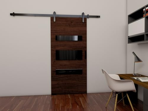 MINIO go for it - Porte Coulissante Interieur avec Rail LIFT D, Portes Coulissantes Murales Intérieures, Coulis, Complet Raille Doors, Ensemble Porte Interieur (Wengé 86x205 cm)