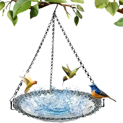 Vogeltränke Hängend,Vogelfutterspender zum Aufhängen,Vogelbad Garten für Vogeltränke Winterfest Wassertränke für Vögel,Outdoor Vogelfutterstation Wildvogeltränken für Garten,Terrasse Balkon (Grau)