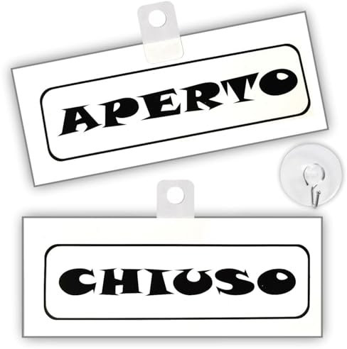 Agendepoint.it - Cartello Aperto Chiuso Big Snap In Pvc Bianco 20x8cm Nero Bifacciale Con Ventosa Inclusa