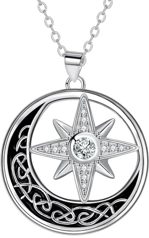 Micory Kompass Halskette für Damen 925 Sterling Silber mit Zirkonia Anhänger Kette Inspirierender Kompass Schmuck Geschenke für Frauen