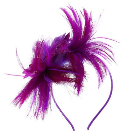 FRCOLOR Bandeau Fascinateur Plume Vintage Léger En Voile Pour Mariage Soirée Clip Cheveux Violet Accessoire Élégant Respirant Femme