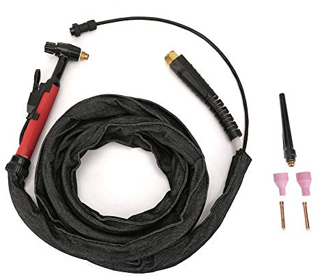 Kit Torcia per Saldatura TIG Saldatore con Copertura in Denim Raffreddato Ad Aria per QQ150 Set di Elettrodi a Tazza 3,7 M Materiale Ceramico in Metallo con Peso di 989 G