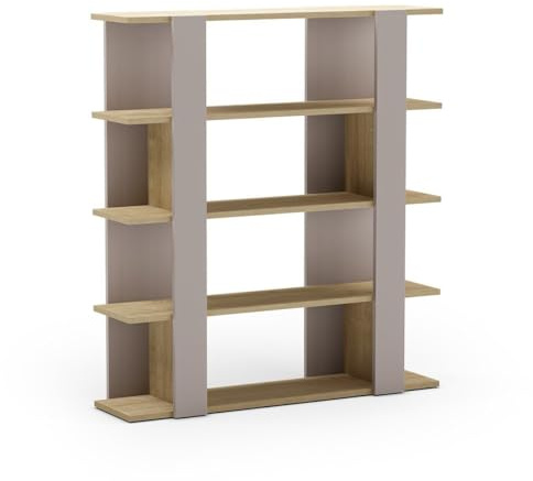 Calicosy NAILA Regal aus Spanplatten für Wohnzimmer, 110 x 29 x 122 cm, Höhe 122 cm, Höhe 122 cm, Höhe 122 cm, Höhe 122 cm