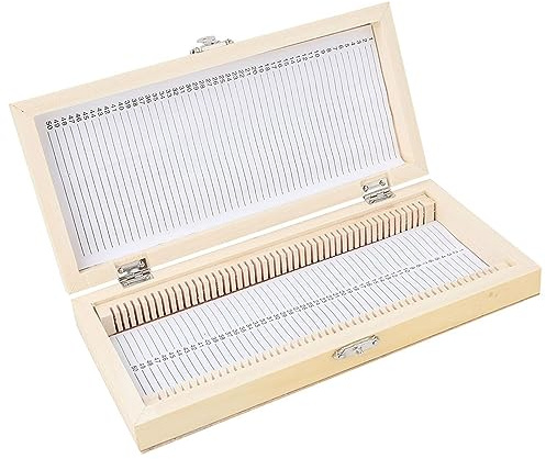 50PCS Deluxe Biology Scope Glas Präparierte Objektträger Proben Holz Aufbewahrungsbox Fall