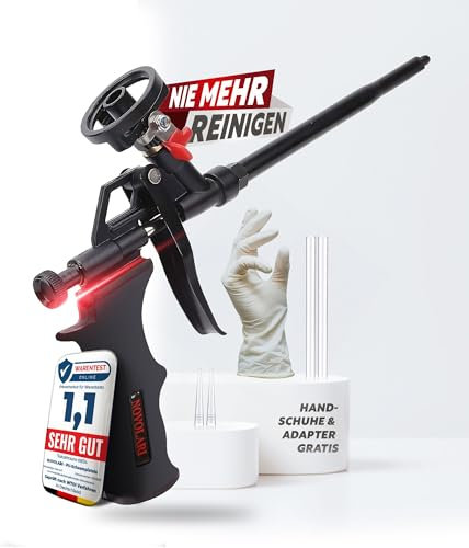 Novolari® PU Schaumpistole mit langlebiger Kupferspitze und selbstschließendem Ventil – präzise Ergebnisse ohne Reinigungsaufwand - Bauschaumpistole für maximale Haltbarkeit - Foam Gun