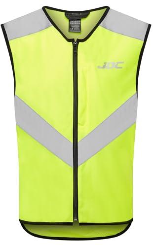 JDC Chaleco Reflectante para Moto con Cremallera Alta Visibilidad Hi Vis Seguridad Amarillo - Axis - Amarillo - L
