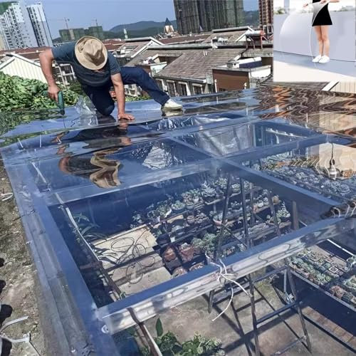 LRYELWA Polycarbonat Platte 2 mm Dicke Klares Acrylplatten Gewächshausplatten Regenfest Dachplatte Stegplatten Kunststoff PC-Platte für Carports Display Bilderrahmen Glas Ersatzplatte (0.8m x 1m)
