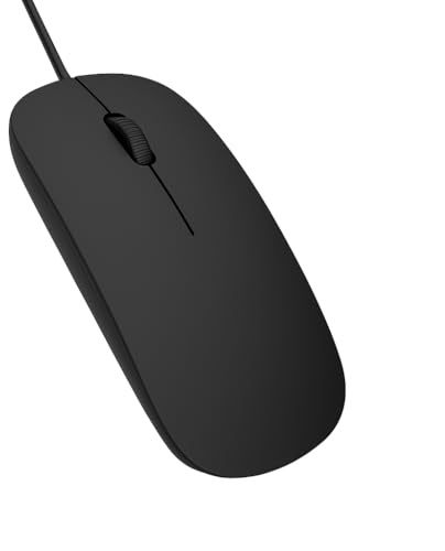 USB 3.0 Wired Slim Mouse, 1600 DPI Optical Silent Computer Mouse with Ergonomic Ultra Slim Design, Smooth Scroll Wheel & Plug-and-Play, Compatible with Windows PC, Laptop, Desktop & Gaming (Black)