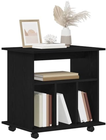 vidaXL Mobile con Ruote Rovere Nero 60 x 45 x 55 cm Legno Multistrato, Soluzioni di archiviazione per Ufficio Moderne, unità Mobile Versatile, armadi rettangolari, organizzatore Documenti