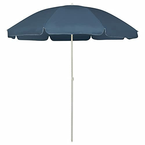 Brokky 314704 Beach Parasol Blue 240 cm Beach Umbrella, Beach Parasol, Water Repellent, U V Light Protection, Easy to Open and Close, Garden Outdoor Parasol