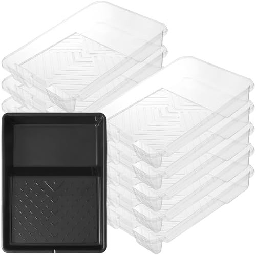 10 Pcs Paint Tray Liner with 1 Plastic Paint Tray 9 Inch Disposable Paint Tray Liners for Painting Plastic Paint Tray with Textured for Painting Walls, Compatible with Most Rollers