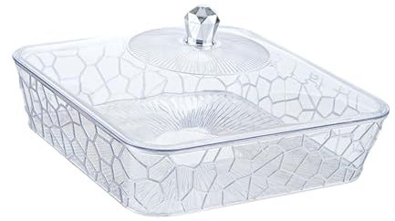 Baoblaze Servir de bocadillos de Bandeja Multipropósito Fácil de Limpiar de Almacenamiento de Alimentos Transparente con Tapa para, Plata Y Pequeño