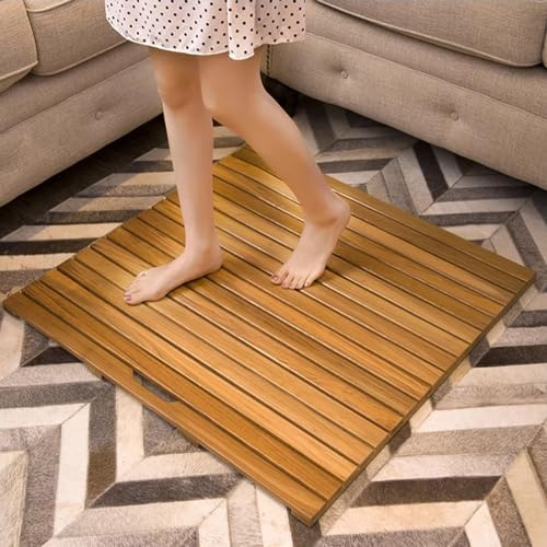 Générique Tapis de Bain en Teck, imperméable et antidérapant, caillebotis en Bambou Polyvalent, idéal pour la Cuisine et Le Couloir, 100 x 30 cm (39 x 12 po), Durable et élégant.